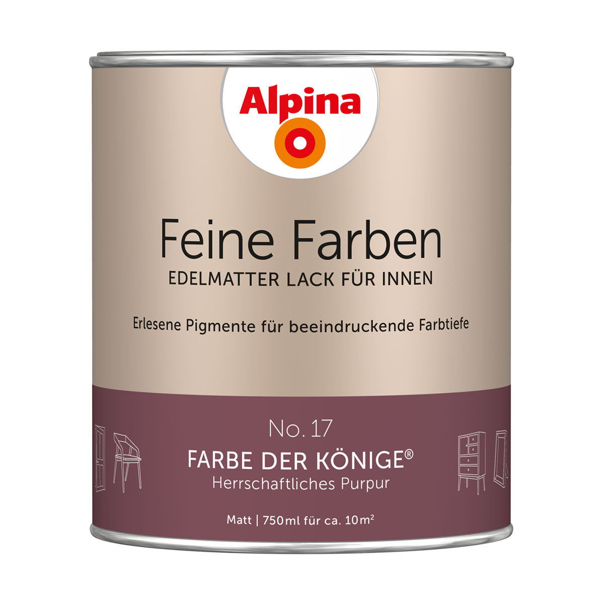 Alpina Buntlack Feine Farben Lack No 17 Farbe der Könige edelmatt 750ml