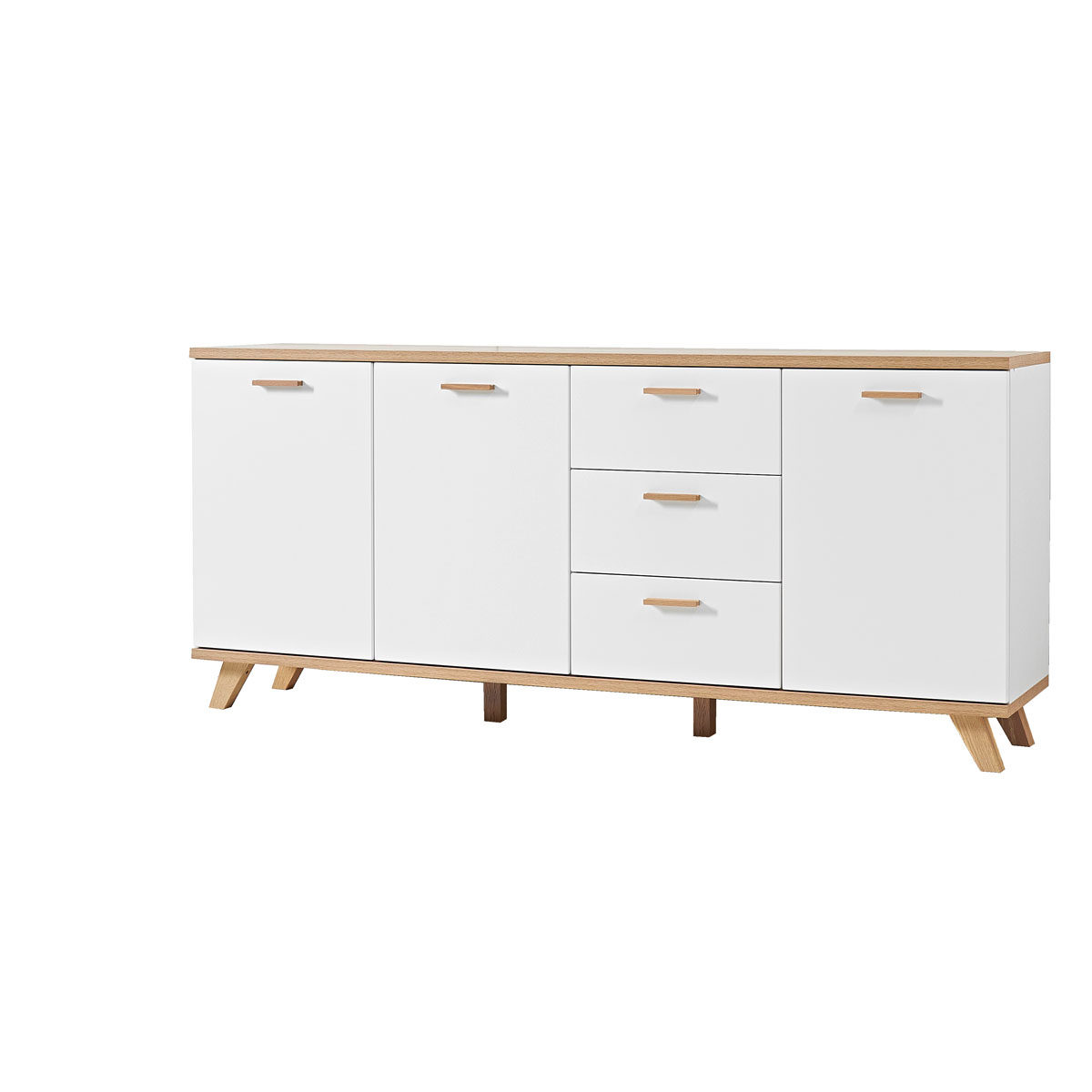 Sideboard Helsinki skandinavisches Design 196 x 85 x 40 cm weiß/Sanremo-Eiche-Nachbildung