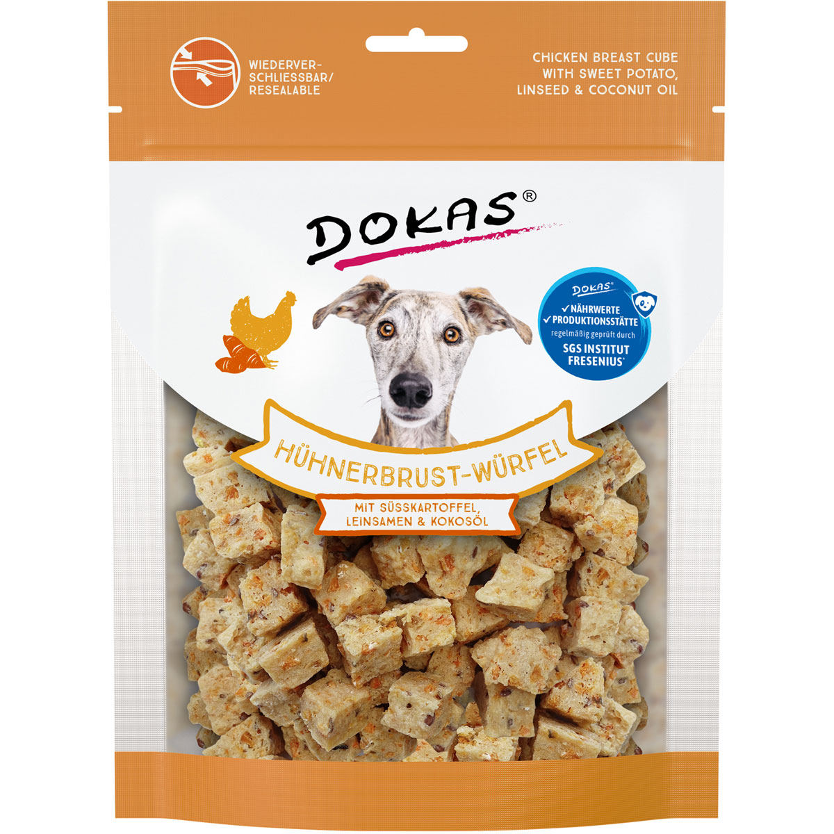 Dokas Snack Hühnerbrust-Würfel SüssKartoffel 150g