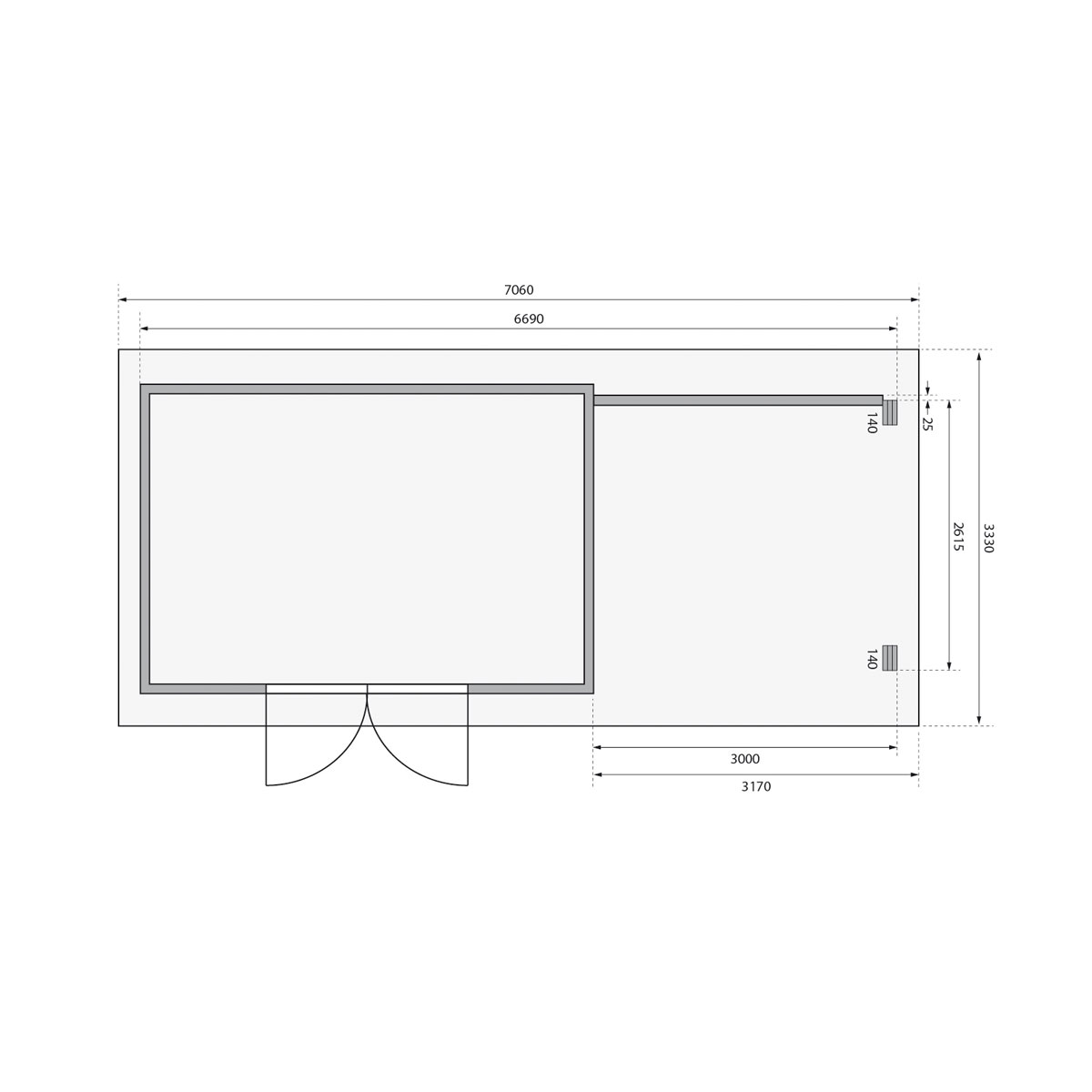 Karibu BBH Trittau 5 Set mit Anbaudach naturbelassen Bild 8