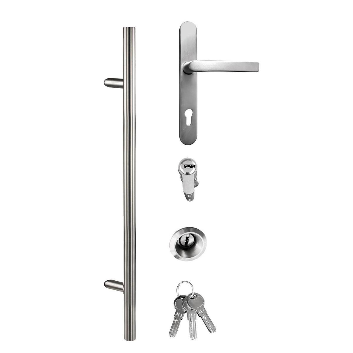 Aluminium Sicherheits-Haustür Modena Superior 60 mm grau 100 x 210 cm Anschlag rechts inkl Griffset Bild 6