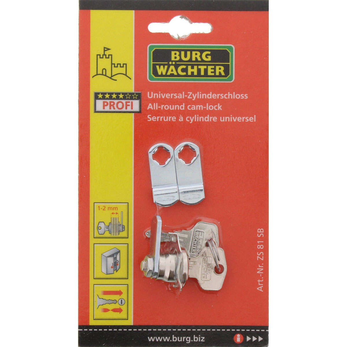 Burg Wächter Universalzylinder ZS 81 21 x 21 mm vernickelt