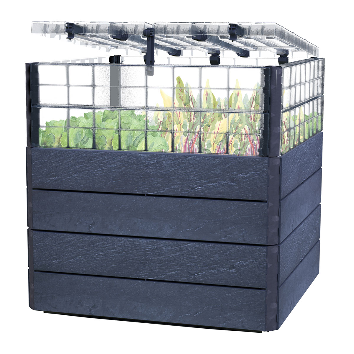 Garantia Hochbeet Ergo Quadro TurboPlus L 80 Stone, inkl. FLORA Wassersparsystem