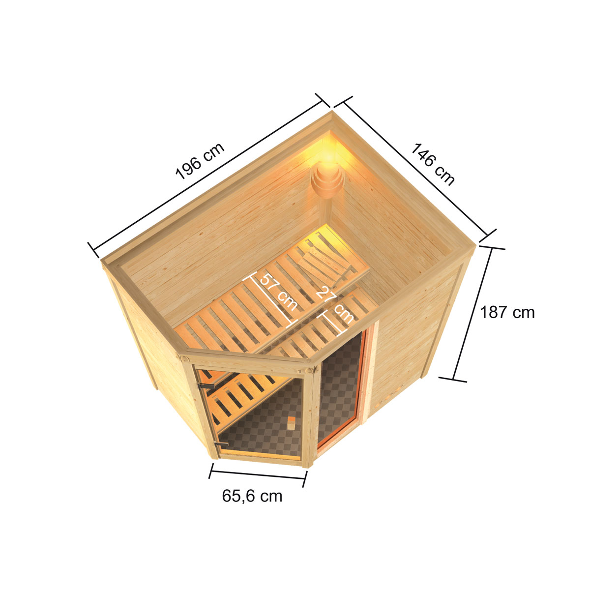 Karibu Sauna Jada naturbelassen externe Steuerung ohne Dachkranz Bild 2