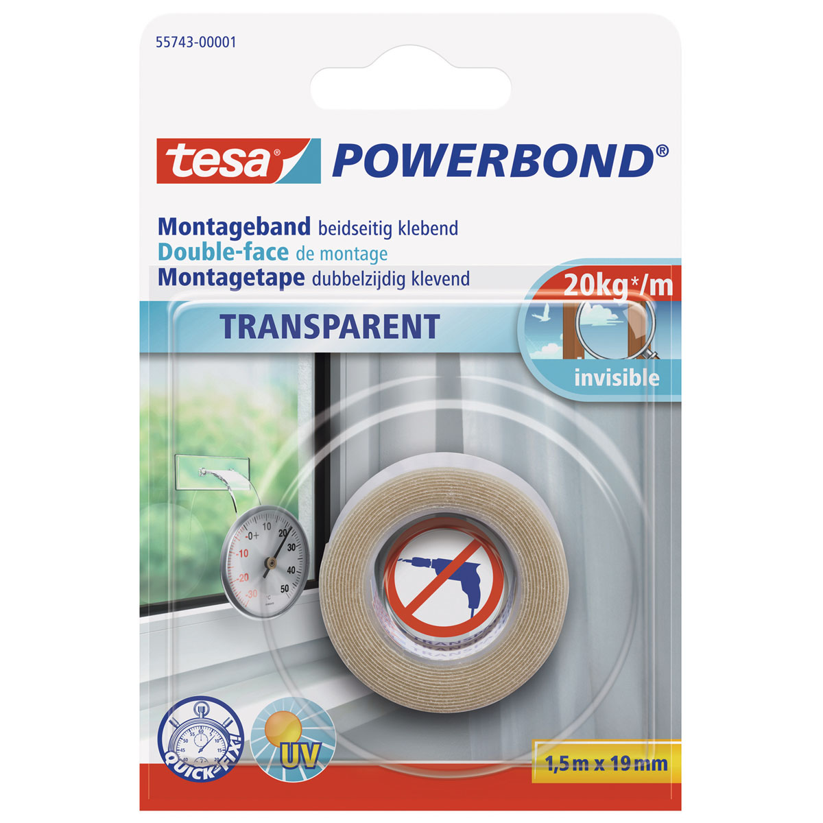 Tesa Powerbond Transparent 1,5mx19 mm