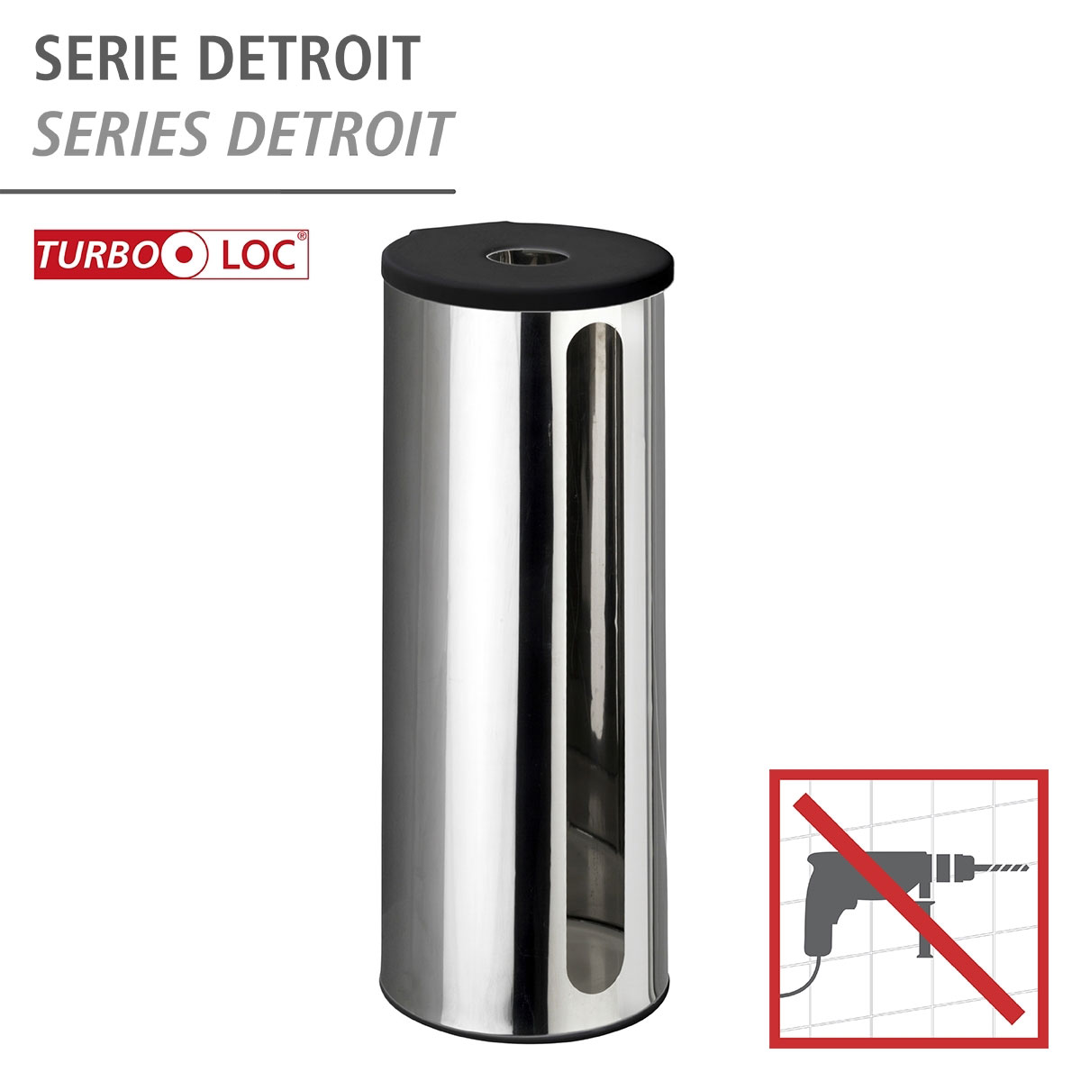 Wenko Turbo-Loc Edelstahl Ersatzrollenhalter Detroit rostfrei Befestigen  ohne bohren | 514513 | Toilettenbürstenhalter