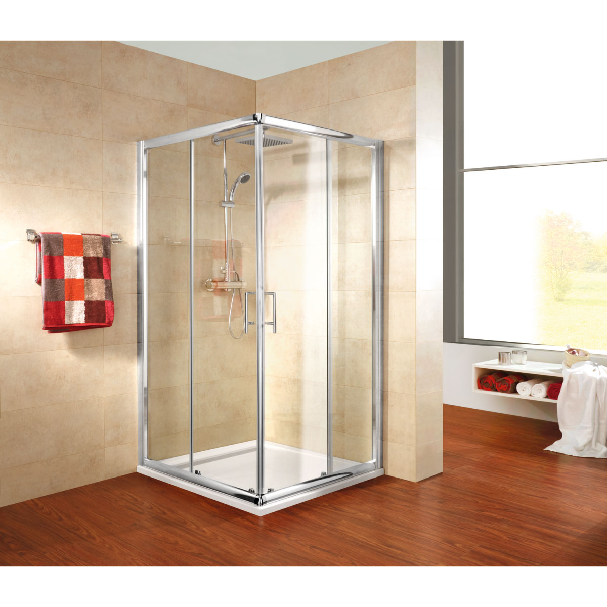 Schulte Duschwand ExpressPlus Kristall Trend II Eckeinstieg 185 x 90 cm Bild 1