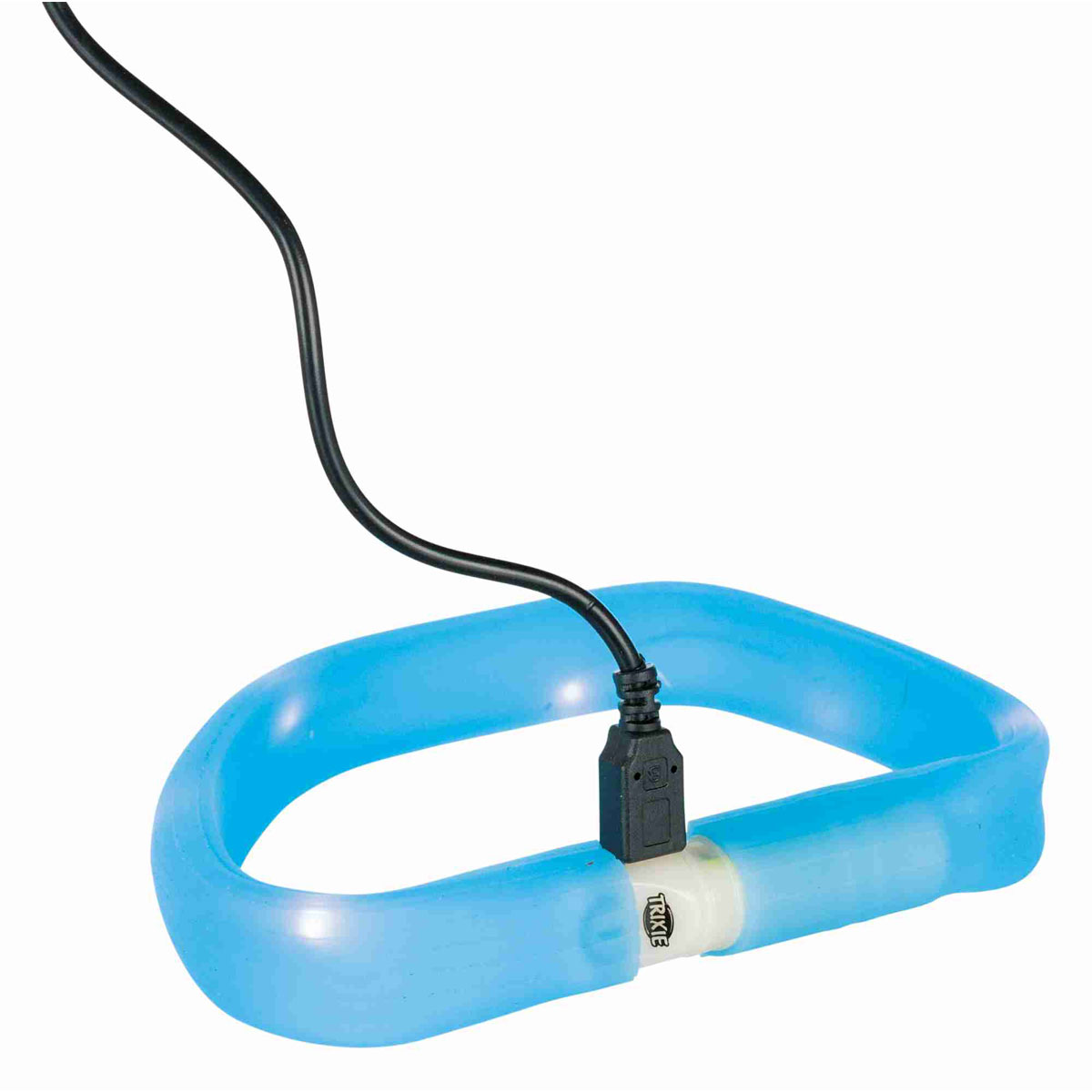 Trixie Leuchtband Flash USB Größe L-XL 70 cm 30 mm blau