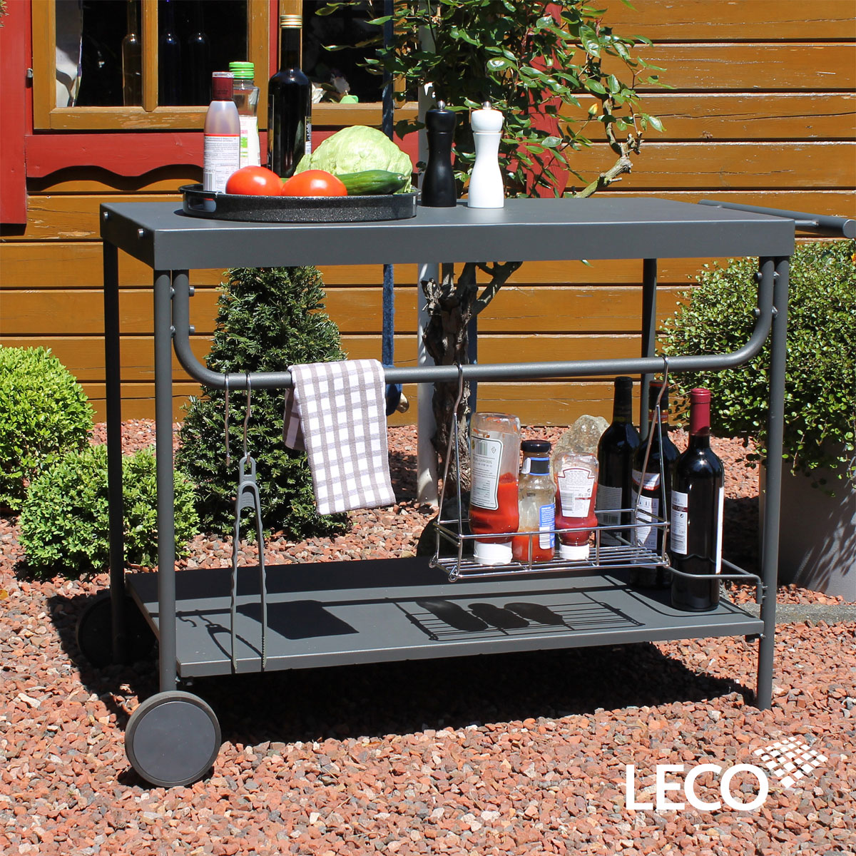 Leco Grill BBQ Rolltisch Serviertisch Grillwagen Servierwagen Beistelltisch Grill Bild 2