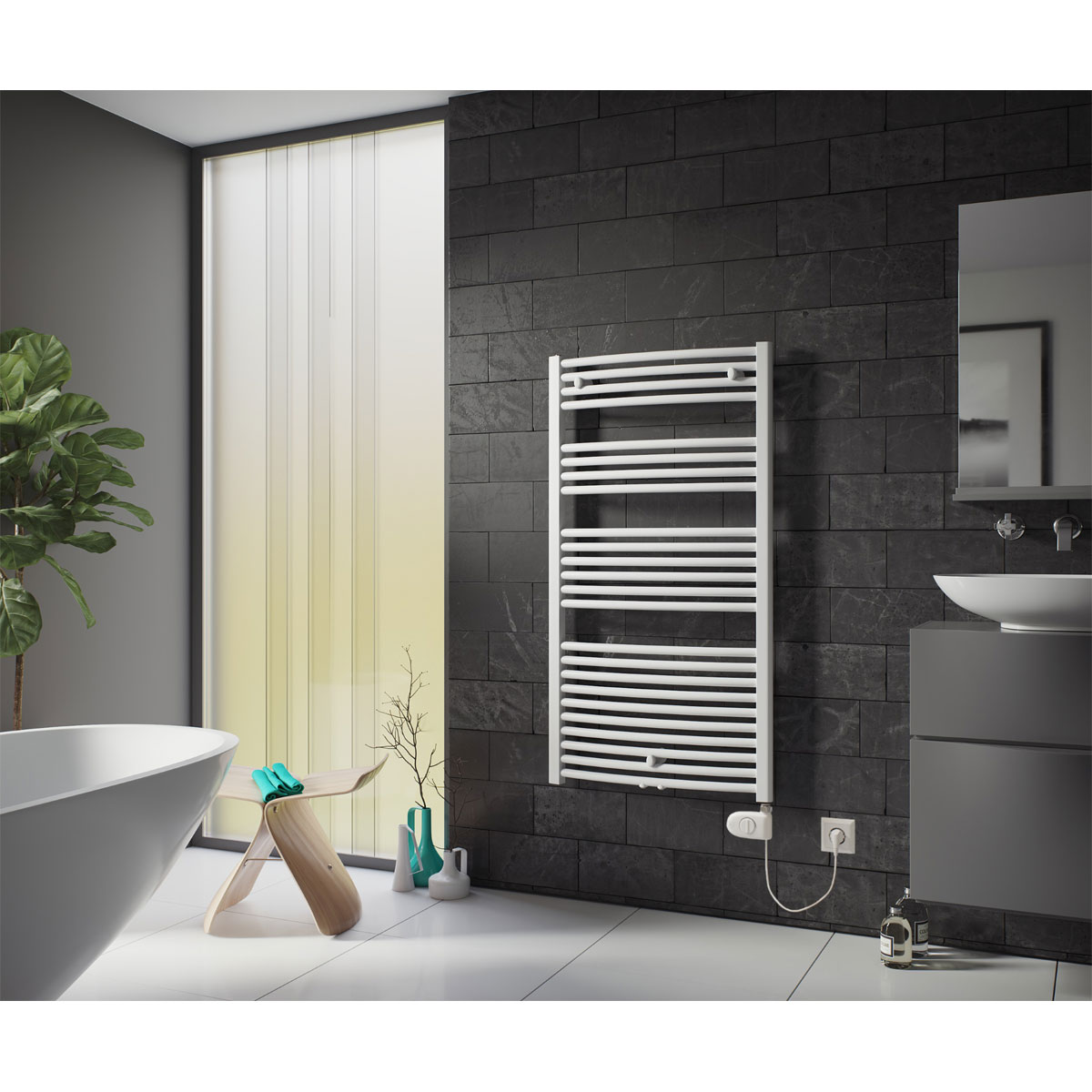 Ximax  Elektrischer Handtuchwärmer Alpha-C 1454 x 700 mm 900 Watt Typ 3 Weiß