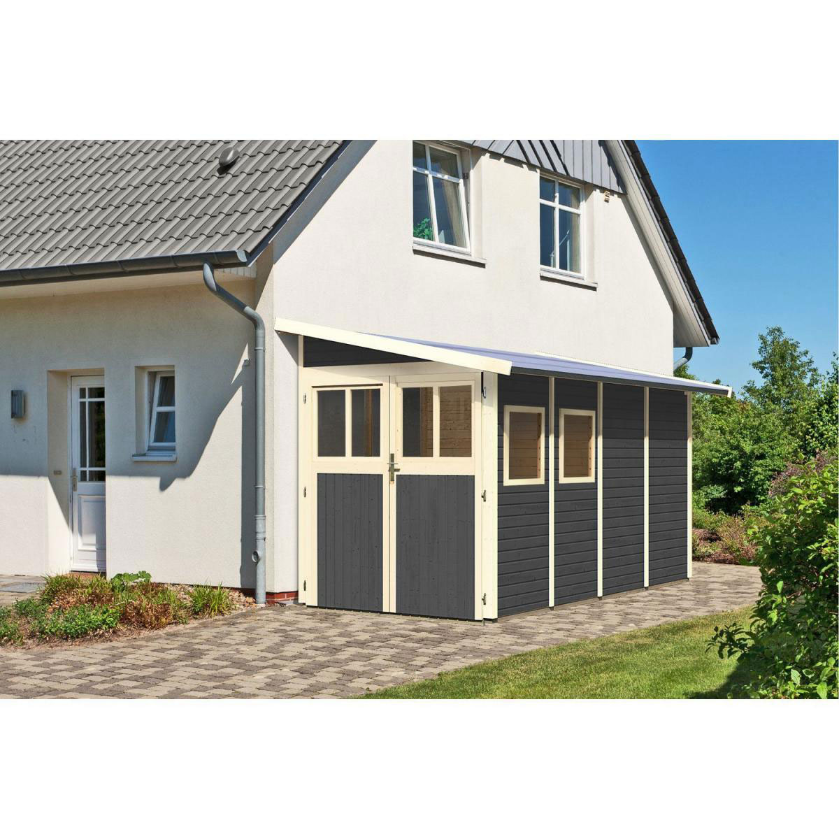 Karibu Gartenhaus Wandlitz 181 x 355 x 230 cm grau Bild 1