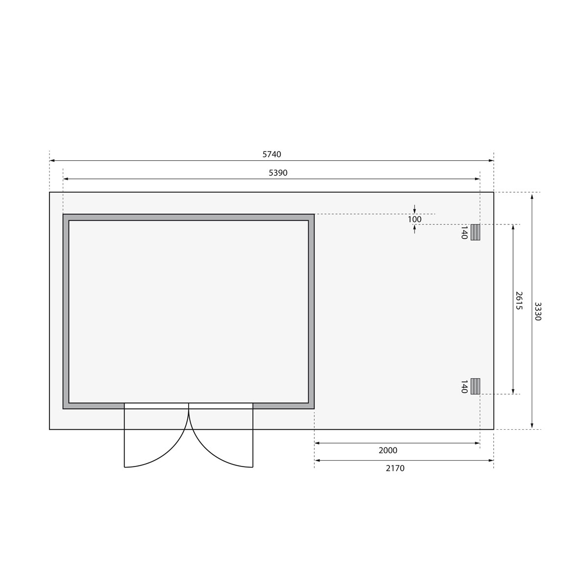 Karibu BBH Bastrup 7 Set mit Anbaudach naturbelassen Bild 8