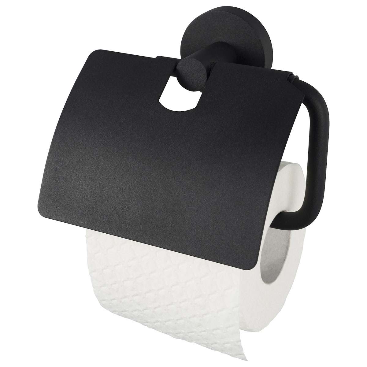 297058 schwarz Toilettenpapierhalter Haceka Kosmos mit Deckel |