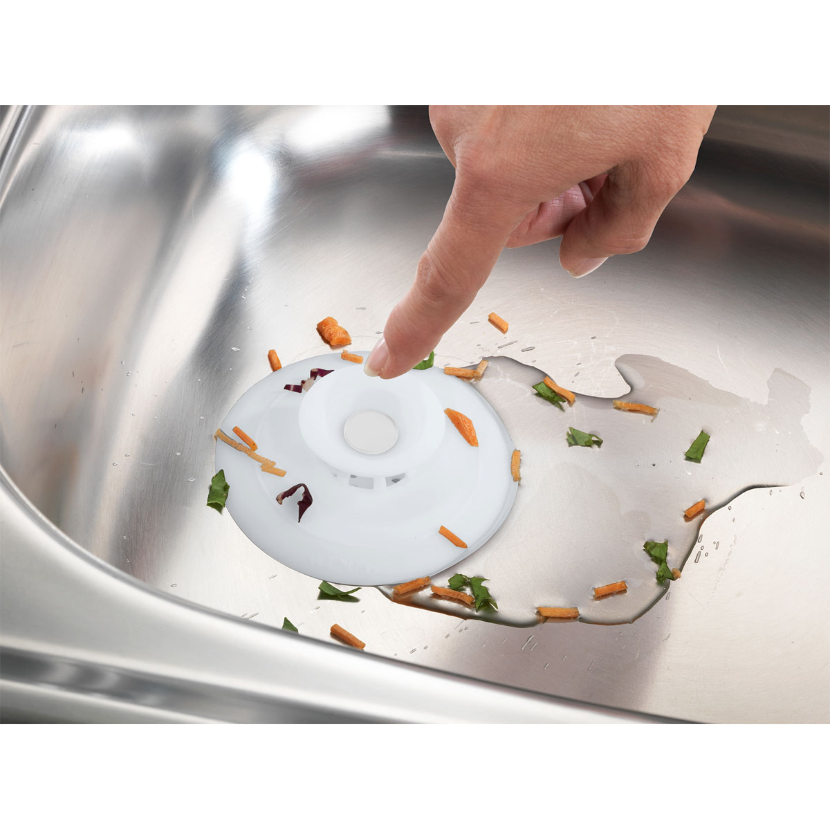 Wenko Silikon Abfluss-Stöpsel Sore weiß mit 3-facher Abflussregulierung Bild 1