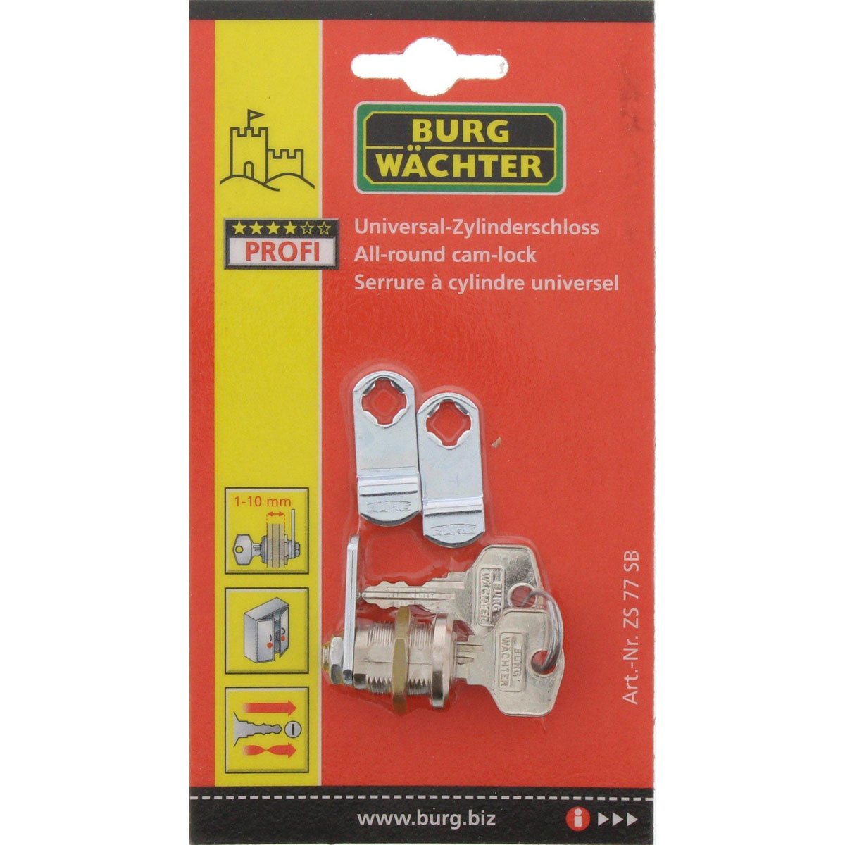 Burg Wächter Universalzylinder ZS 77 20 x 20 mm vernickelt