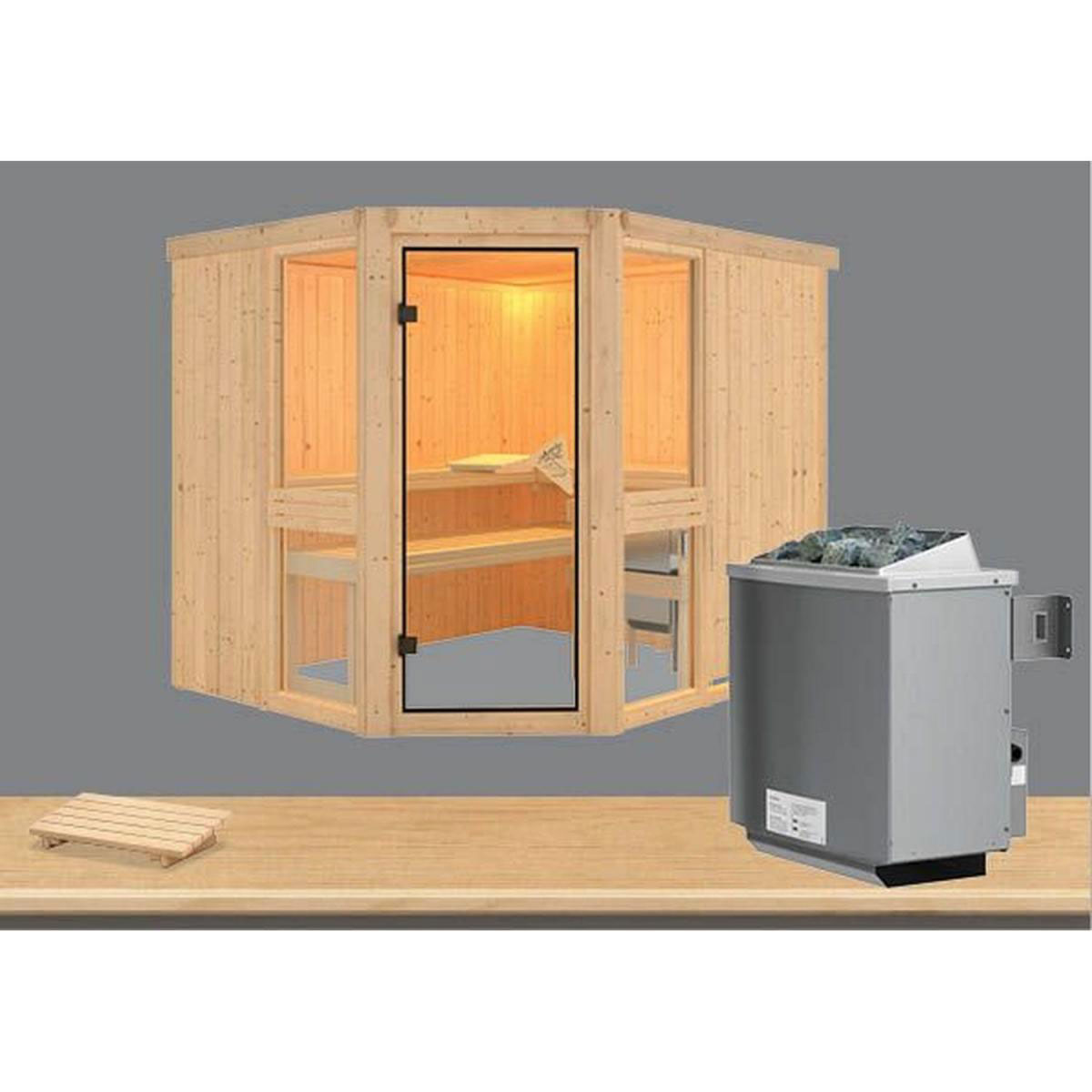 Karibu Amelia 3 Eckeinstieg 9 kW Ofen integr Strg ohne Kranz Bild 3