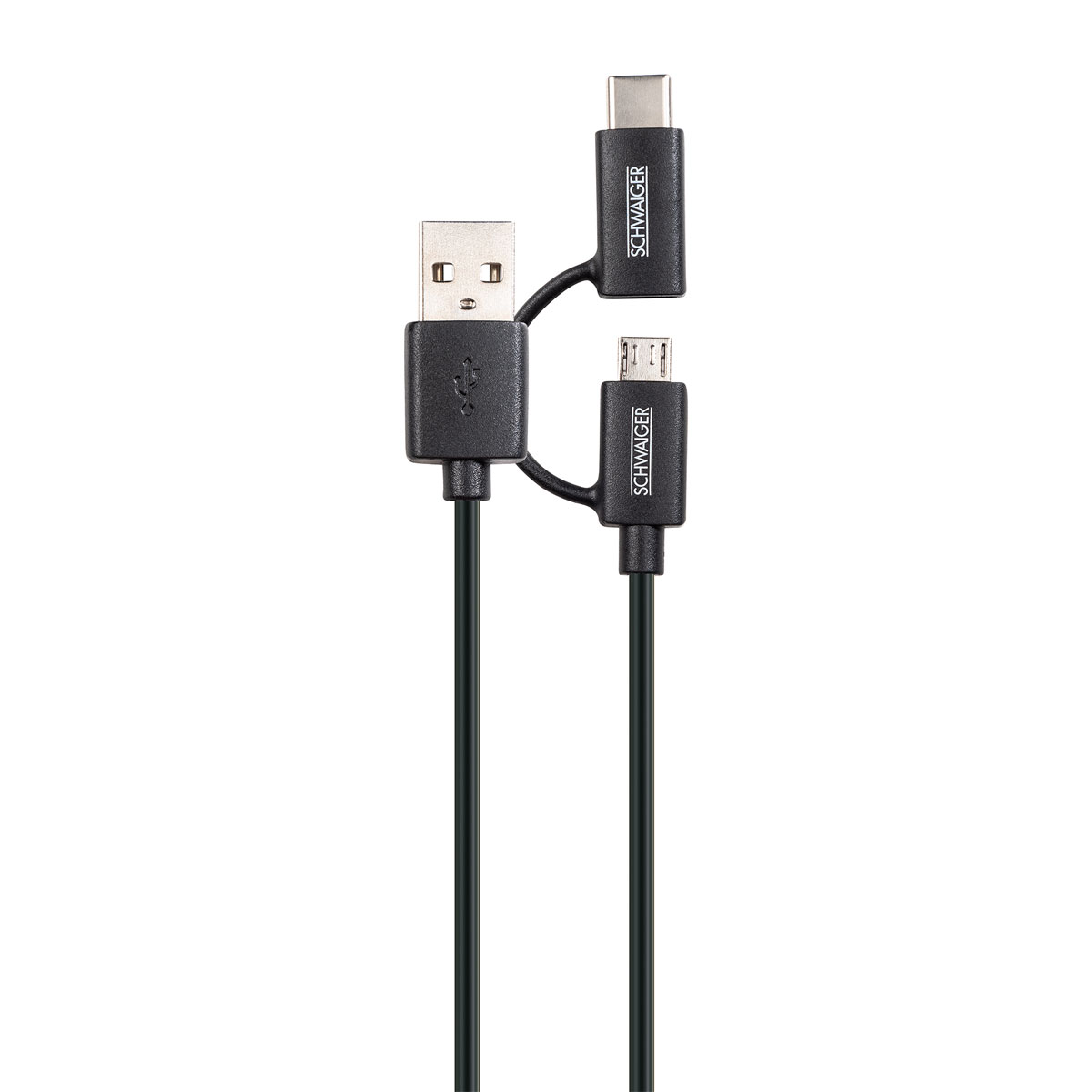 Schwaiger USB-3.1-A-Kabel mit C-Stecker/2.0 Micro1m schwarz Bild 1
