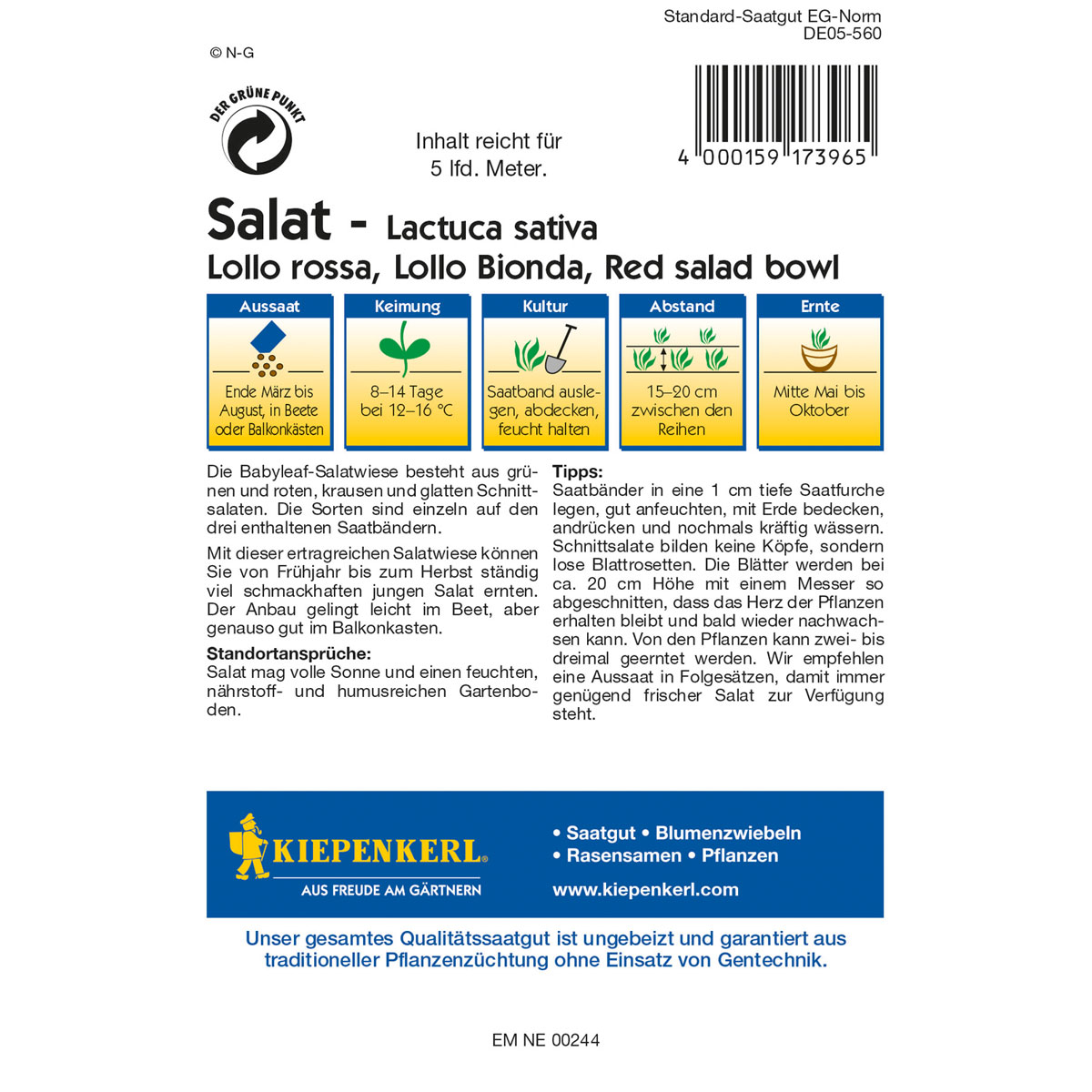 Kiepenkerl Schnittsalat Babyleaf Mischung Saatband Bild 2