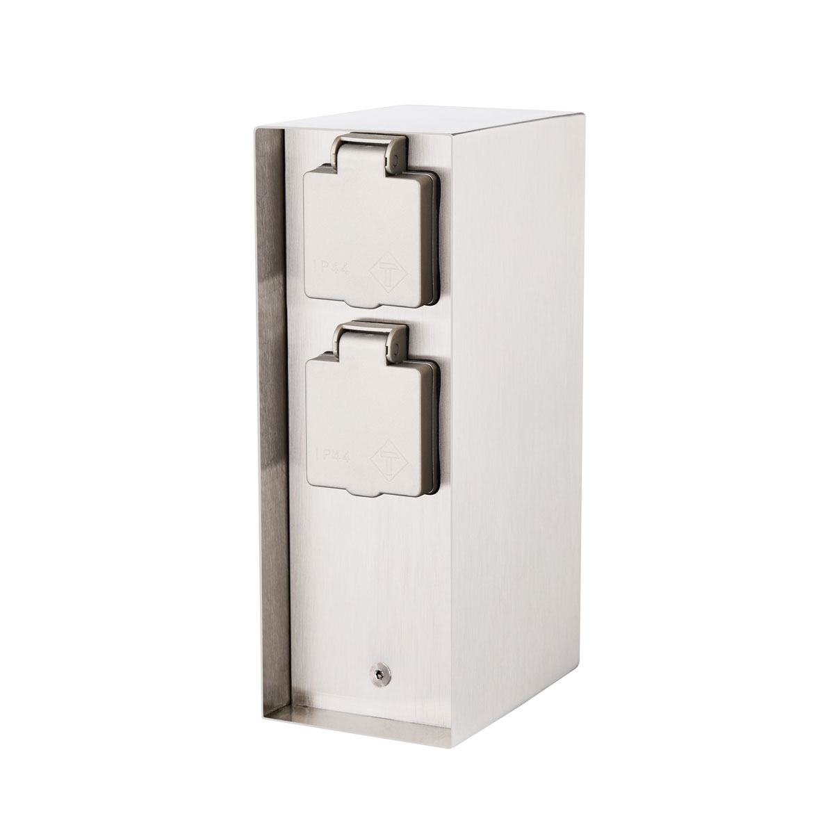 Steckdosensäule ORIO 4fach IP44 Eisen-gebürstet