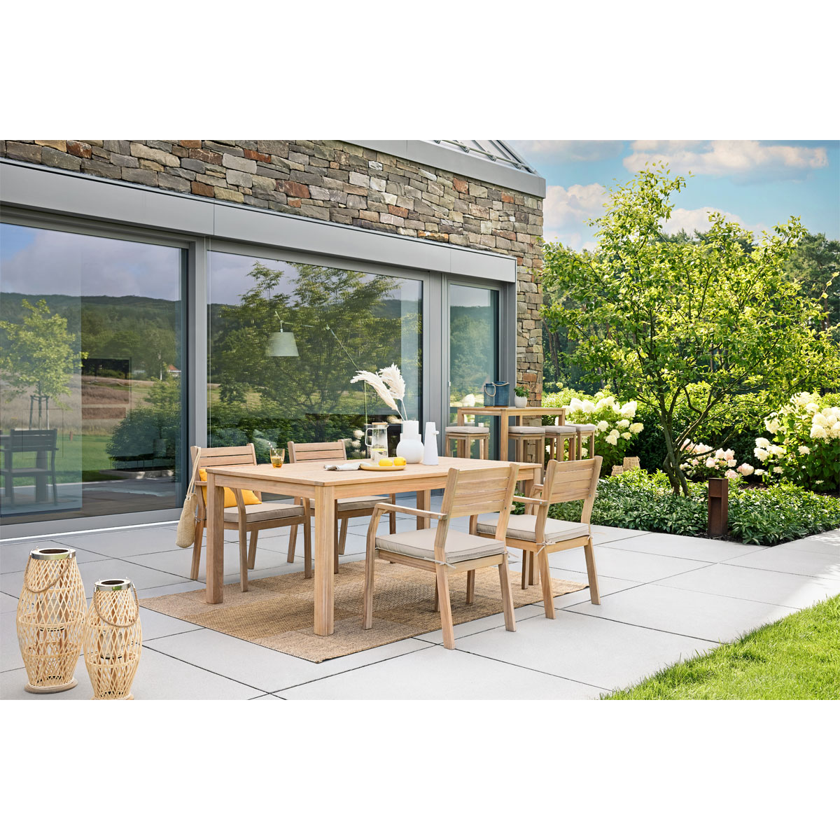 Haveson Stapelsessel Mykonos Akazienholz 58 x 84 x 58 cm hellgrau Bild 6