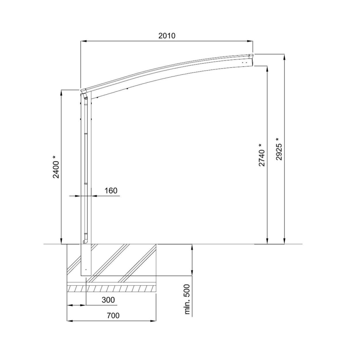 Ximax Carport Alu Portoforte 60 Mini SL LxB 4954 x 2010 mm schwarz Bild 2