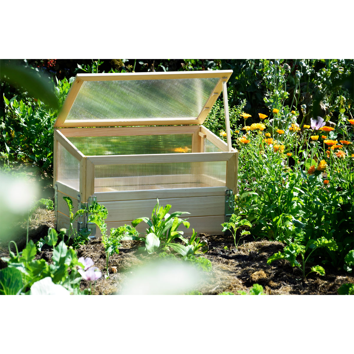 dobar Frühbeet mit Pflanzkasten beige 76 x 40 x 50 cm Bild 3