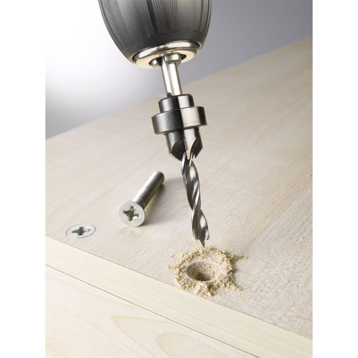 kwb  Holzspiralbohrer-Set mit Aufstecksenker und Tiefenstop 3 teilig Durchmesser 6 mm Bild 3