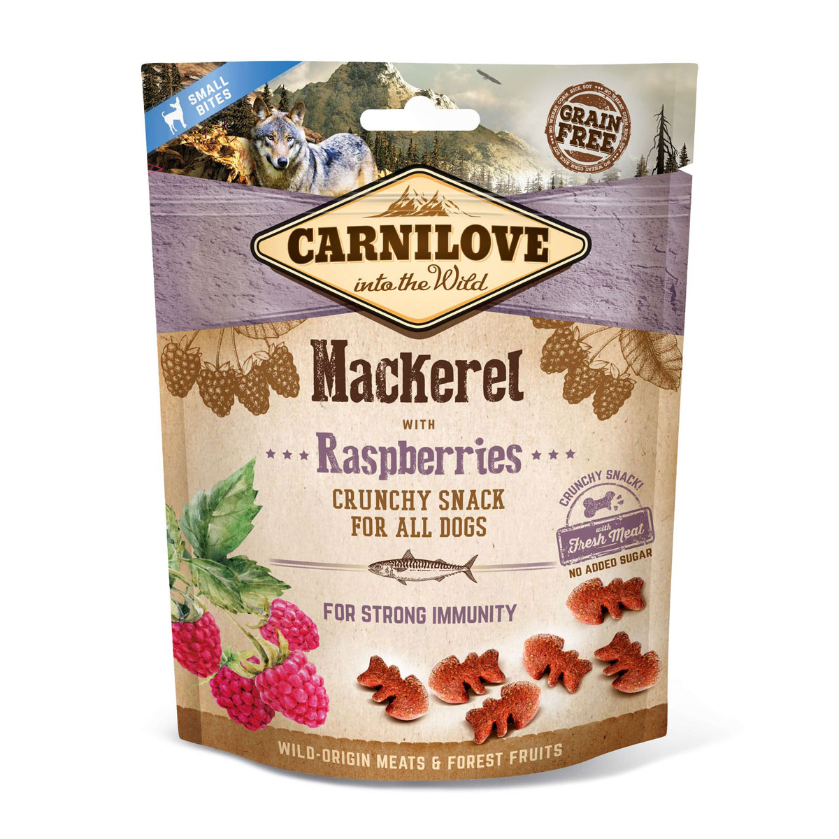 CARNILOVE Dog Crunchy Snack Mackerel with Raspberries 200g