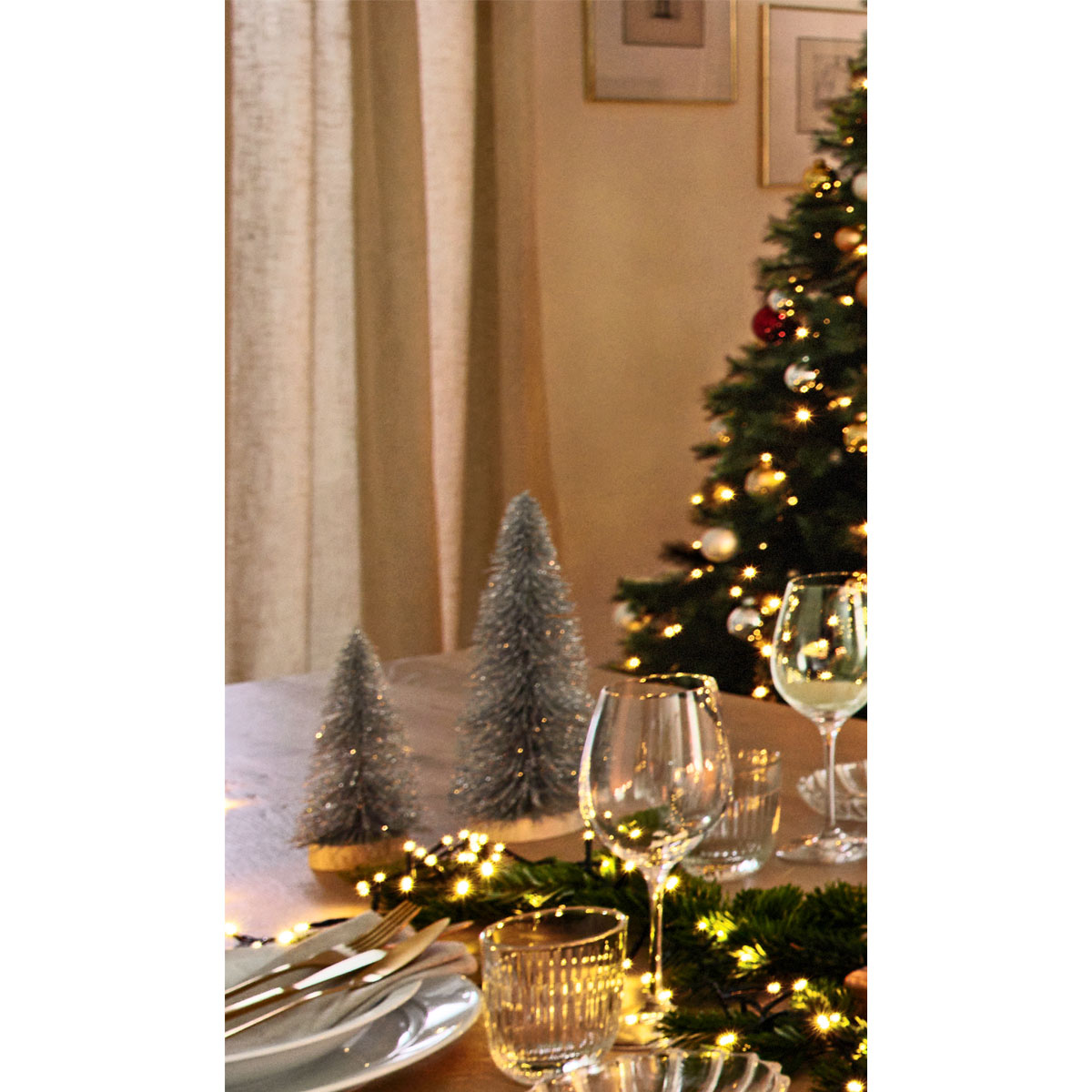 Kunstbaum am Holzsockel silber 10 x 10 x 20 cm Bild 2