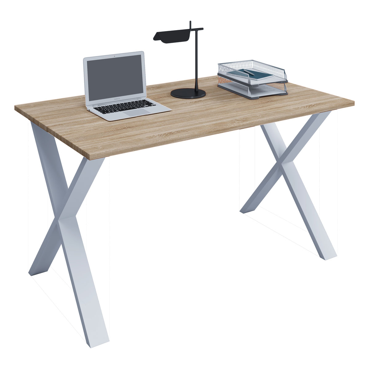 Schreibtisch Lona 140 x 50 cm X-Fußgestell Sonoma-Eiche/weiß