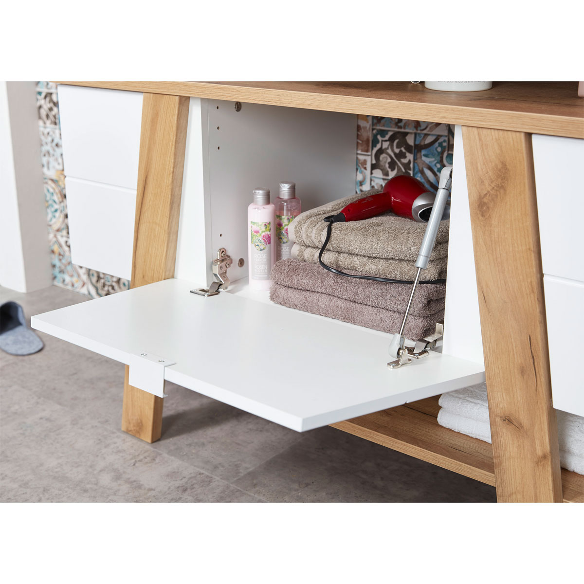 Waschbecken-Unterschrank 111 x 67 x 46 cm weiß/Navarra Eiche Bild 7