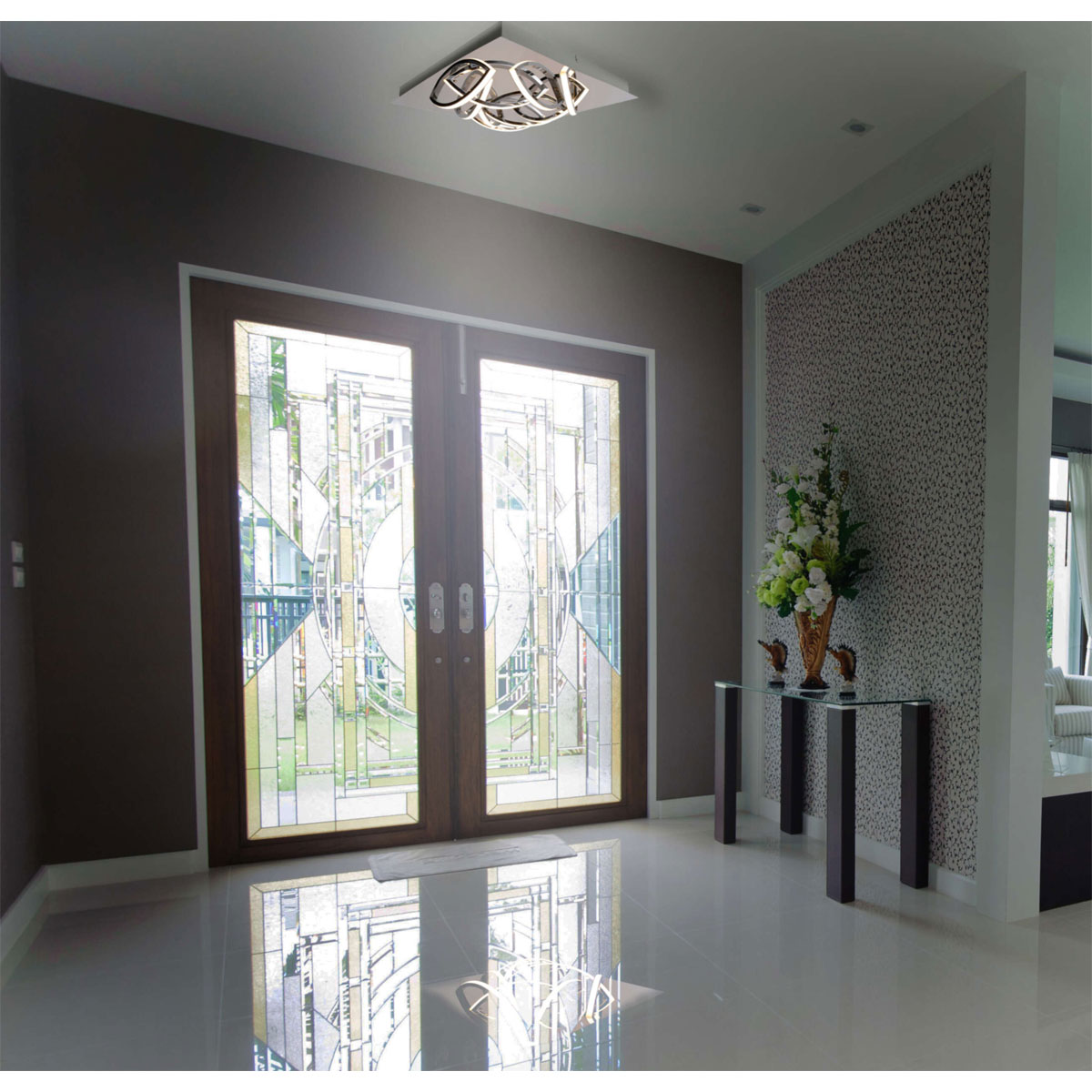 Naeve LED DL Manchester Metall/KSchrome LxBxH: 41x41x8,5cm dimmbar Bild 4