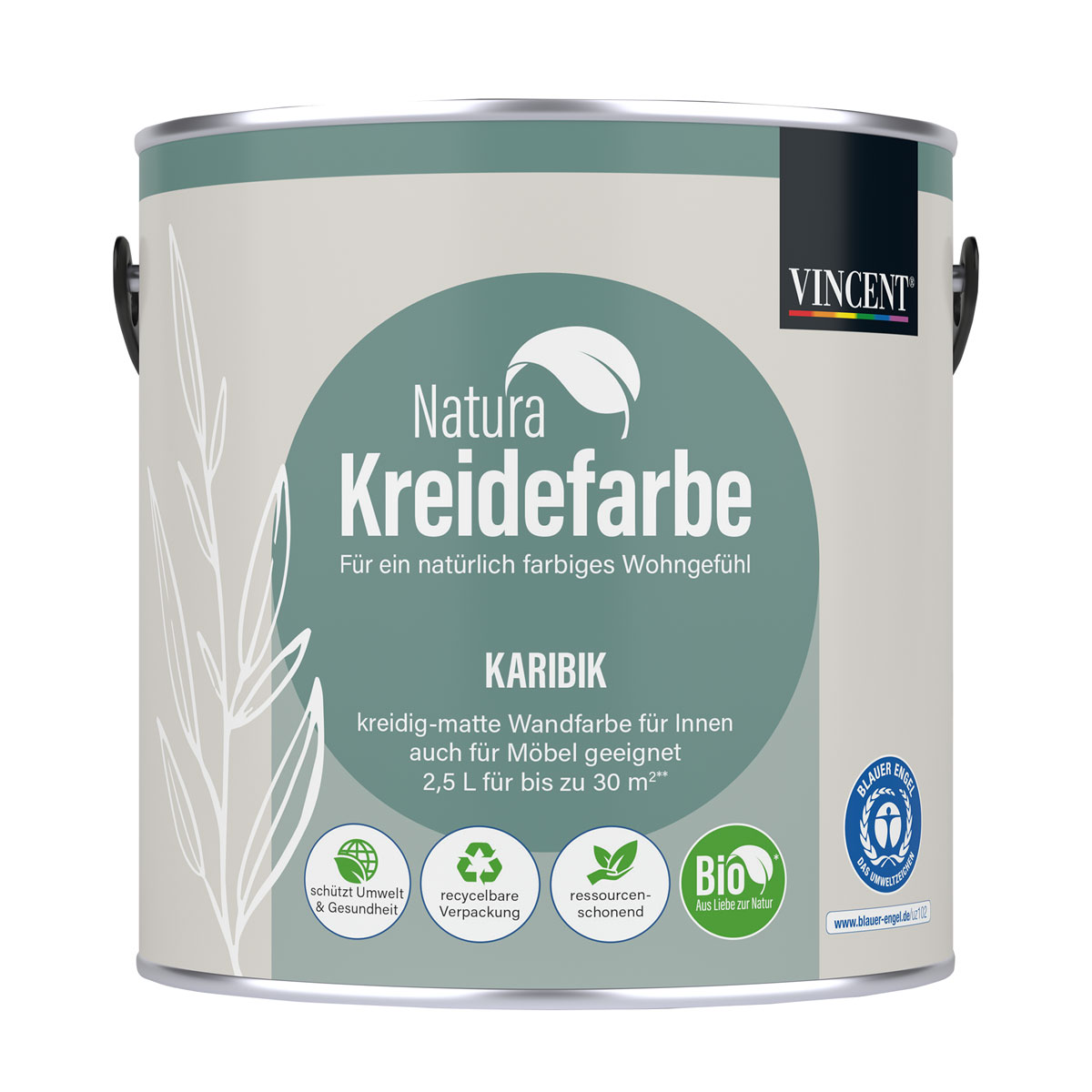 Vincent  Natura Kreidefarbe Karibik matt 2,5 L
