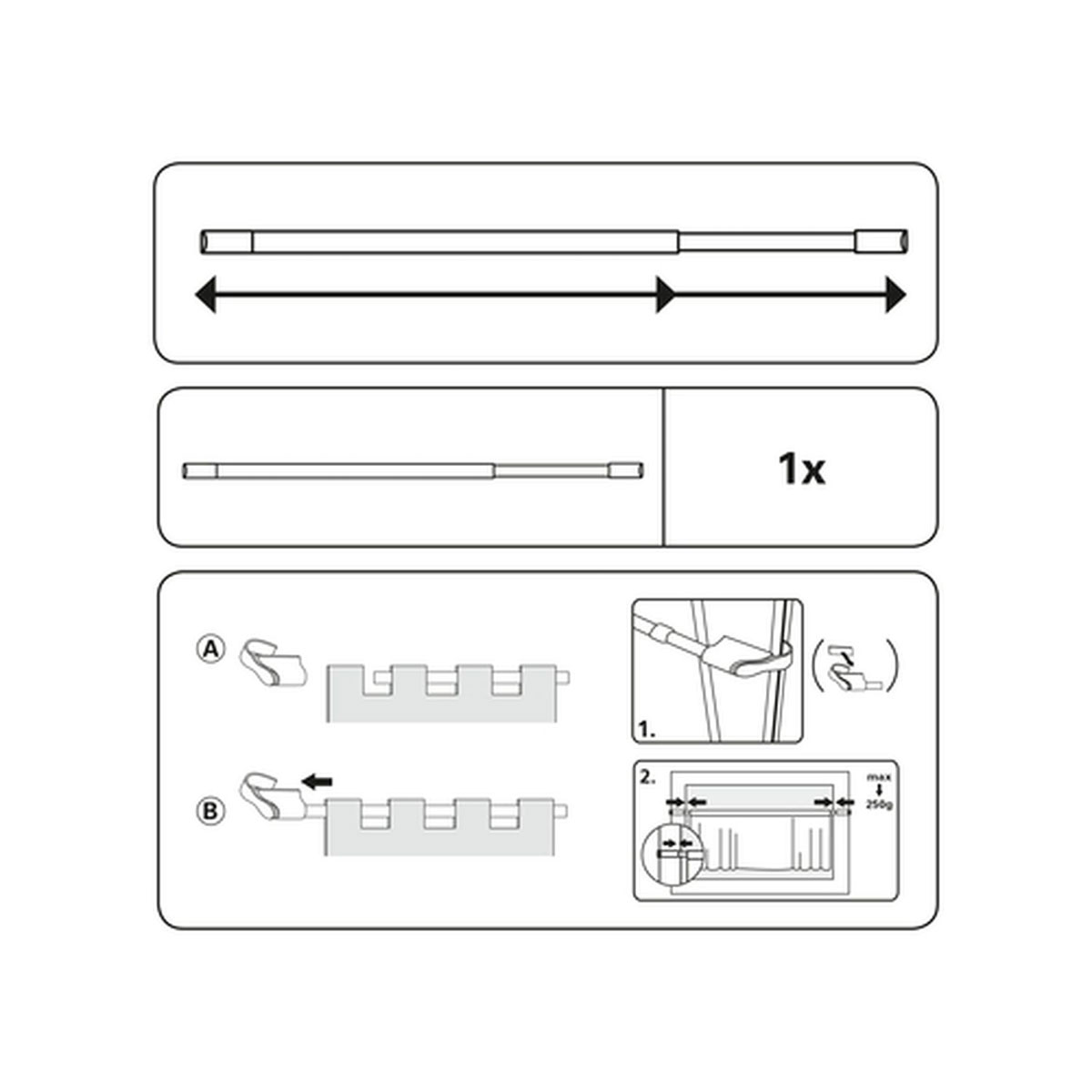 Gardinia Klemmvitrage 75-125 cm Durchmesser 10/12 mm silber Bild 8