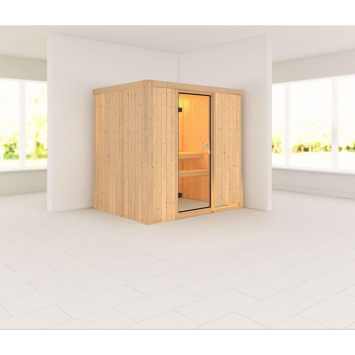 Karibu Systemsauna Fanja 68 mm ohne Ofen ohne Dachkranz