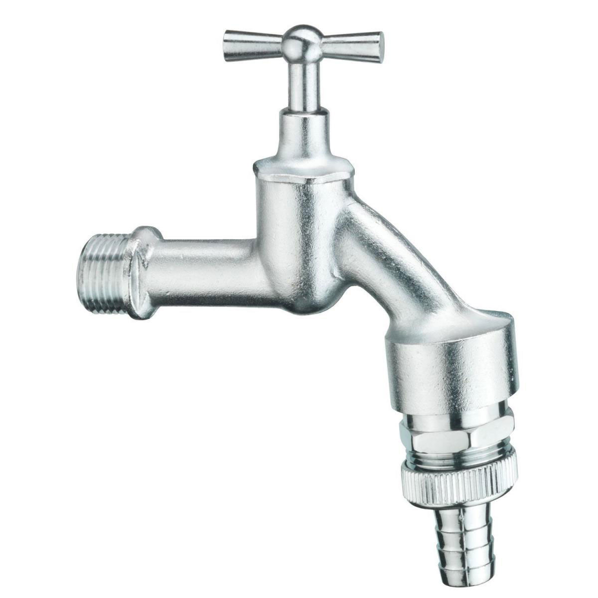 Maschinen-Auslaufventil mit Knebel 1/2" matt-chrom