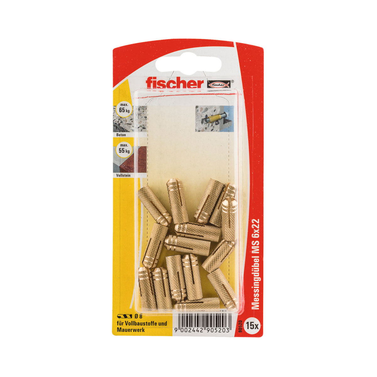 Fischer Messingdübel MS 6 x 22 mm 15 Stück