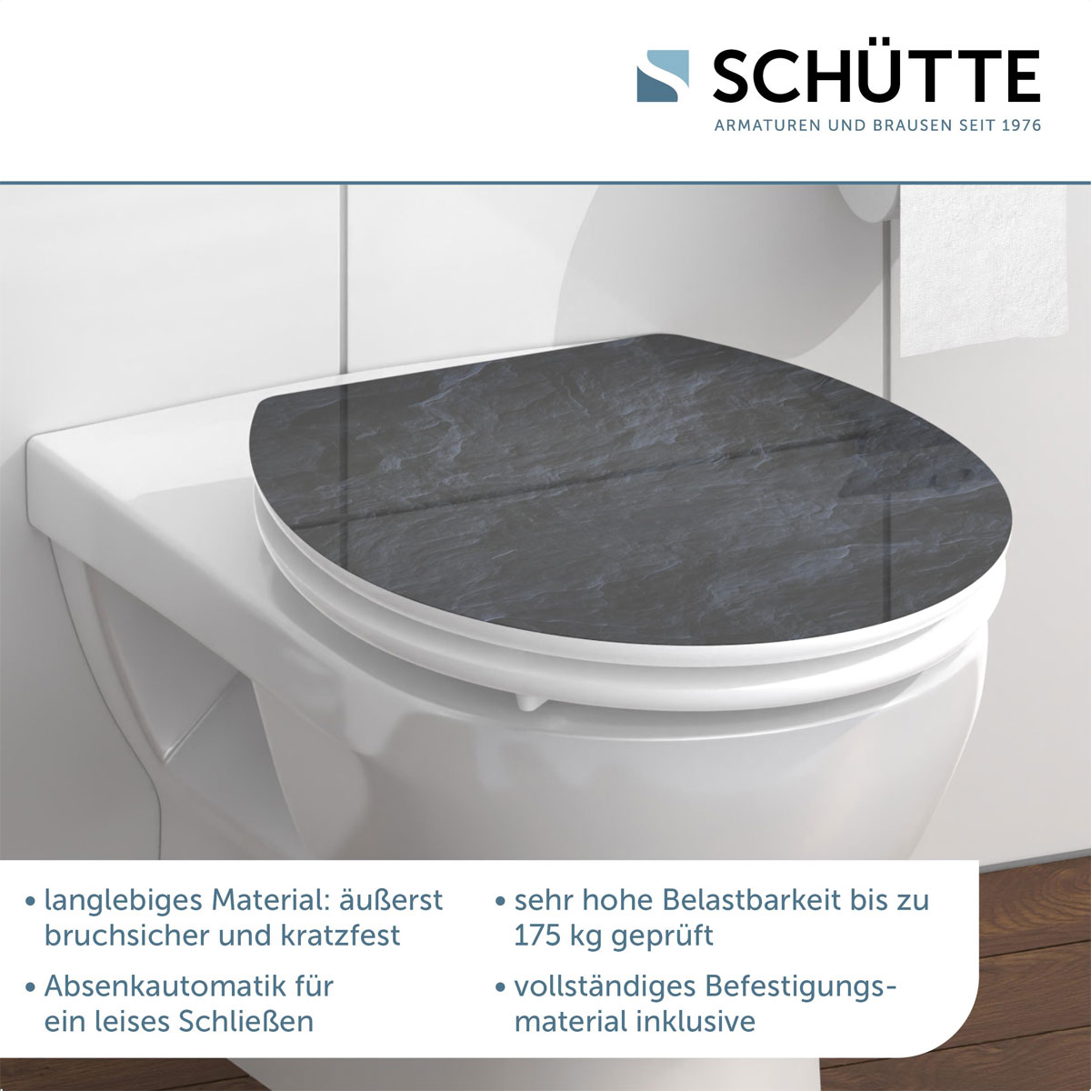 Schütte MDF HG WC-Sitz BLACK STONE mit Absenkautomatik Bild 4