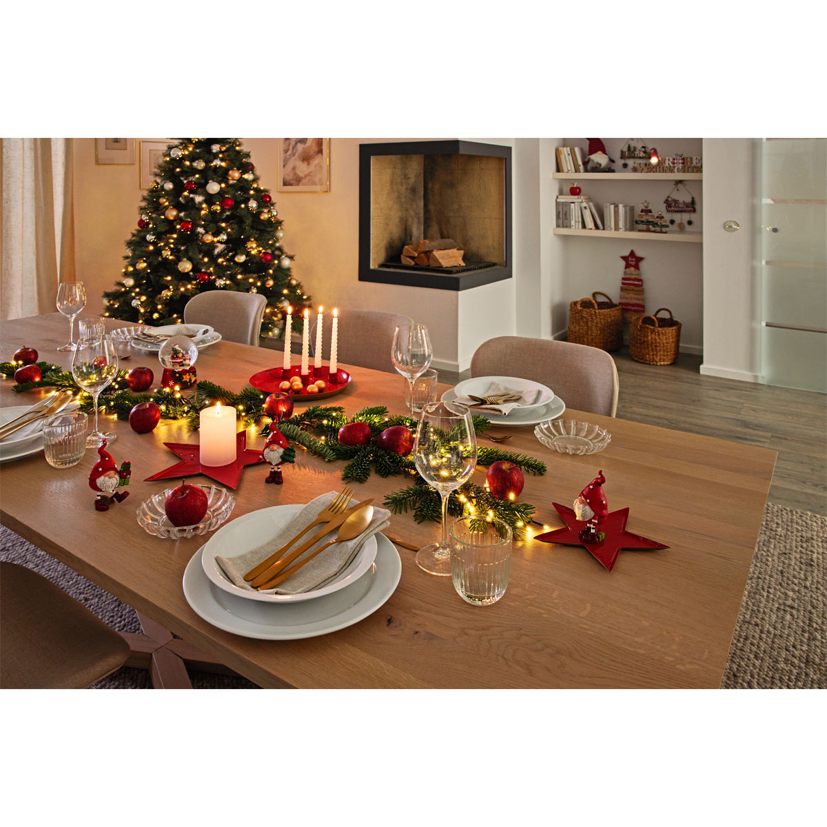 Teller mit 4 Kerzenhaltern Metall 26 x 3 x 26 cm rot Bild 4