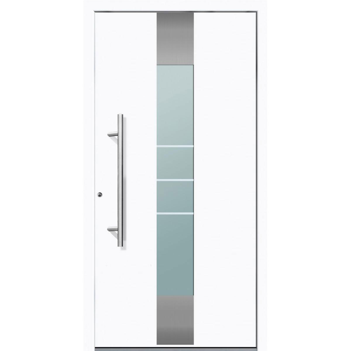 Aluminium Sicherheits-Haustür Rom Exklusiv 75 mm weiß 100 x 200 cm Anschlag links inkl Griffset