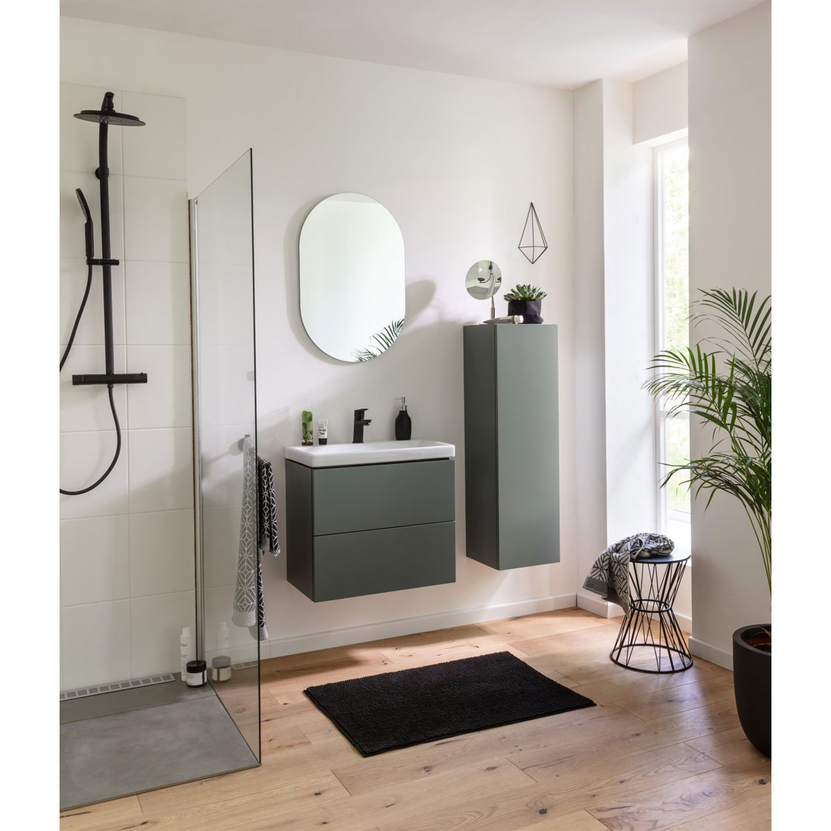 BADMOBIL Spiegelelement CRAFT 50 x 75 x 1,5 cm oval weiß Bild 2