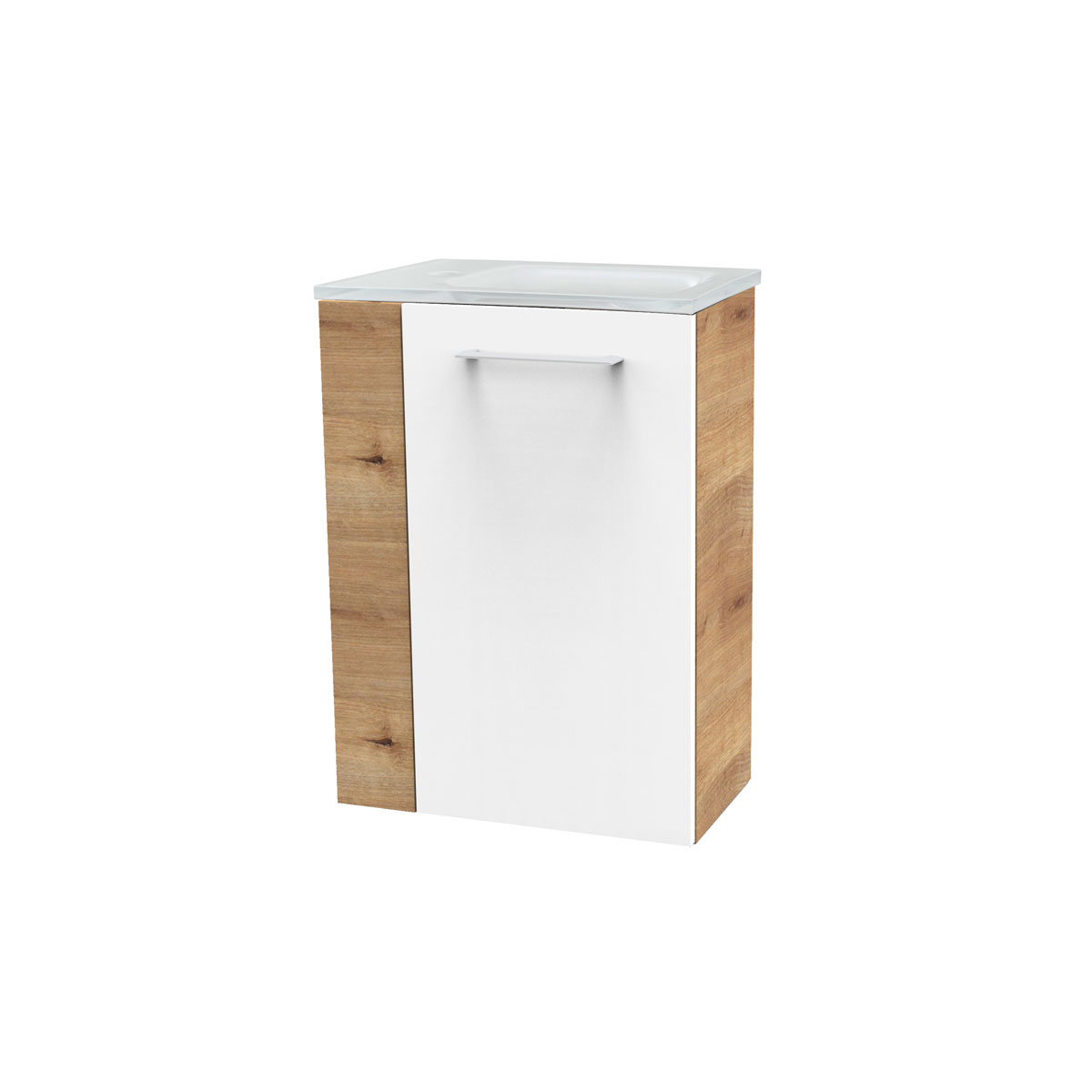 Fackelmann  Gäste-WC Waschtischunterschrank rechts SBC 440 x 600 x 243 mm AstEiche/Weiß Bild 3