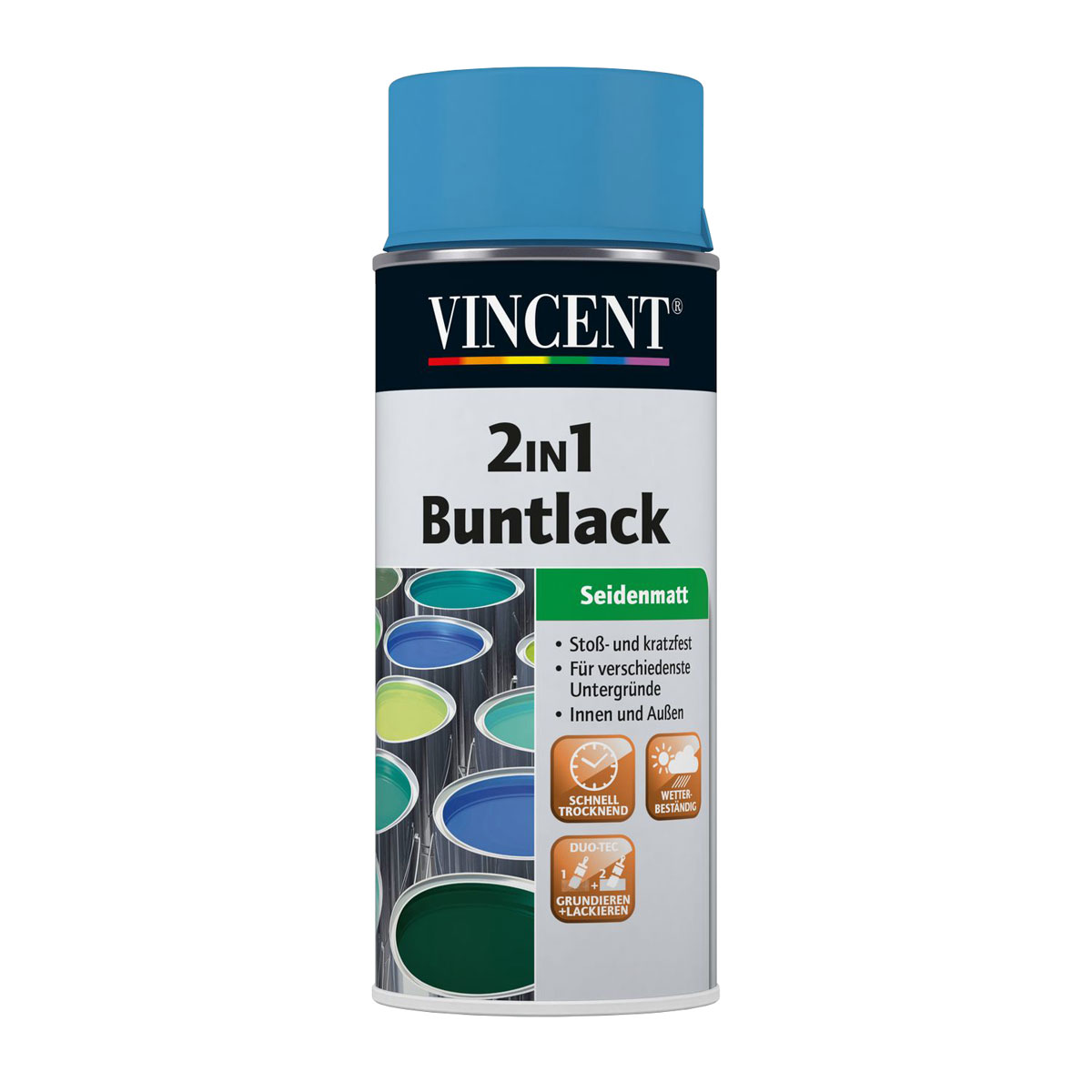 Vincent 2in1 Buntsprühlack lichtblau Seidenmatt 0,4 L Vincent 2in1 Buntsprühlack lichtblau Seidenmatt 0,4 L