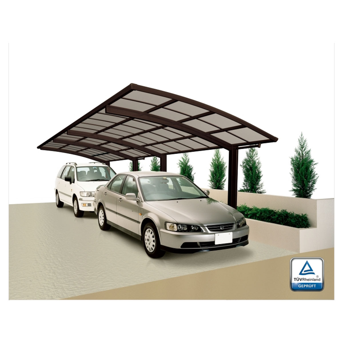 Ximax Carport Alu Portoforte 80 Tandem Mattbraun Bild 2