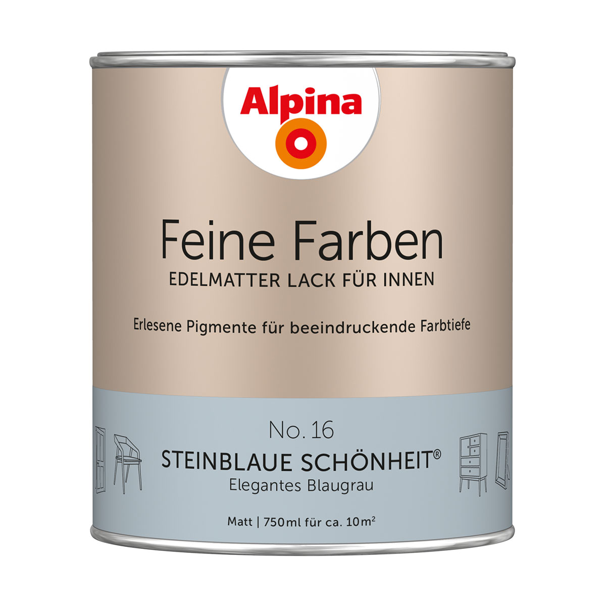 Alpina Buntlack Feine Farben Lack No 16 Steinblaue Schönheit edelmatt 750ml