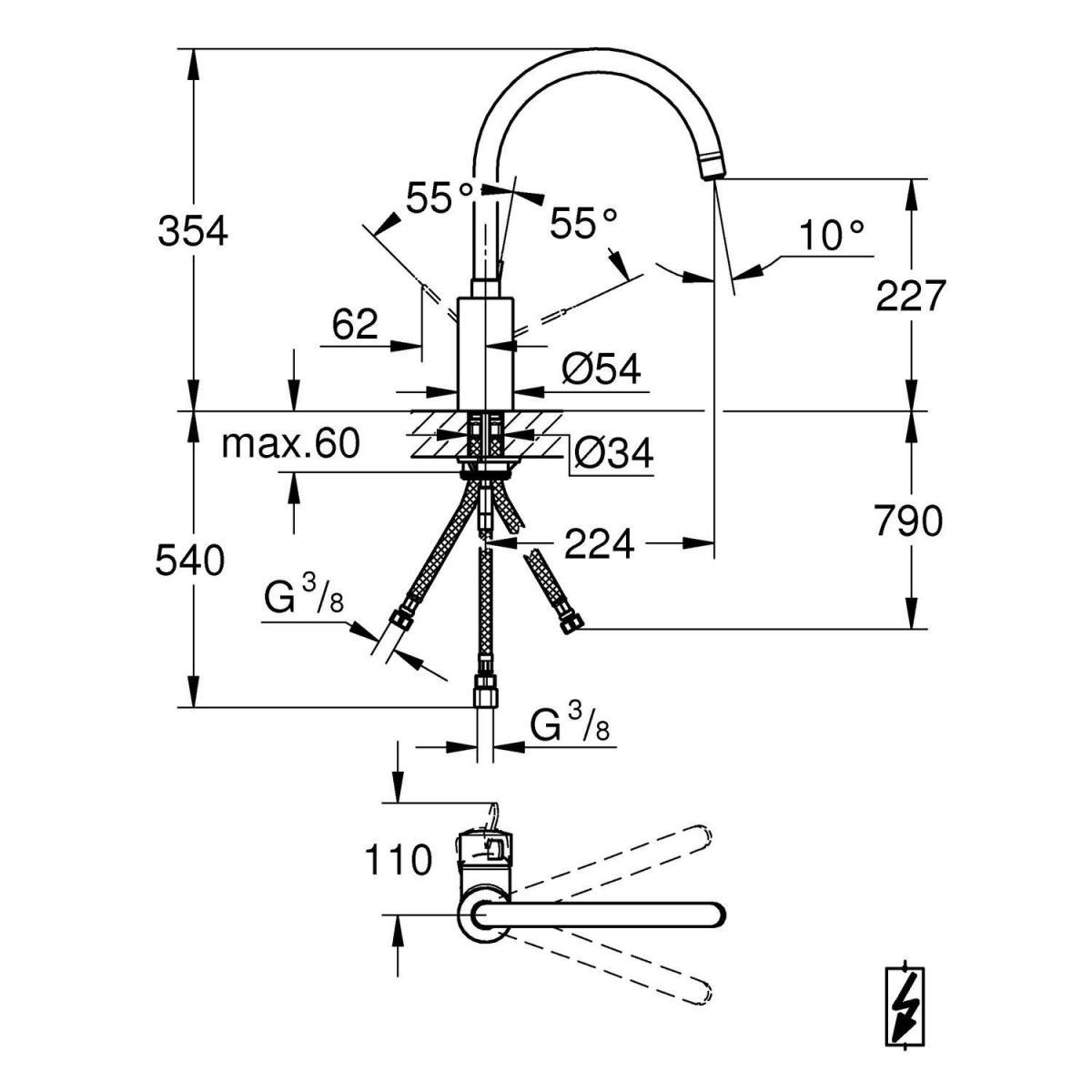 Grohe Einhand-Spültischbatterie Eurosmart C Niederdruck chrom Bild 2