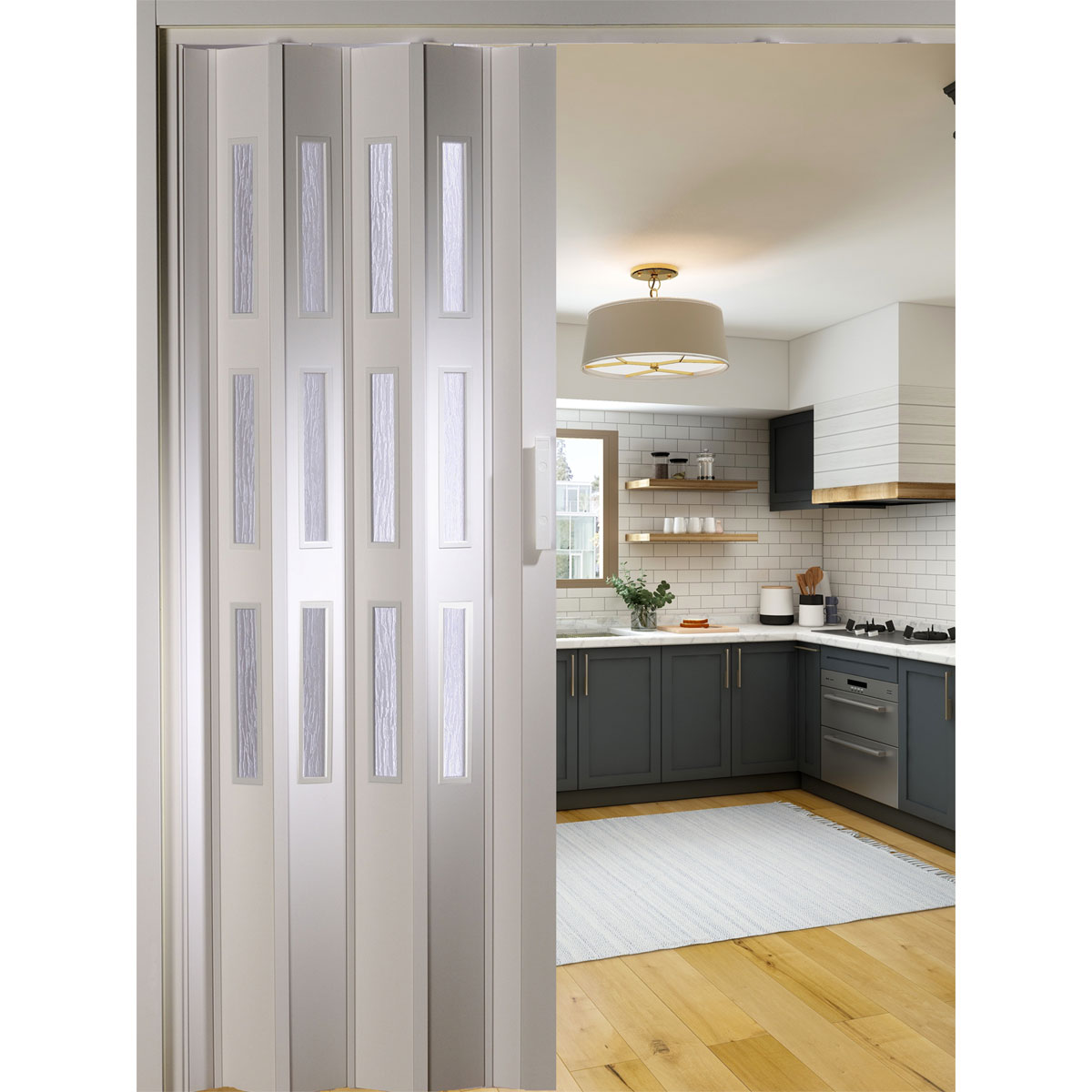 FORTE Kunststoff-Falttür Luciana B 88,5 x H 202 cm weiß 3 Fenster Bild 5