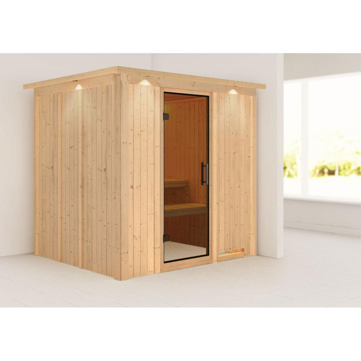 Karibu Sodin Fronteinstieg ohne Ofen mit Kranz Graphittür Bild 1