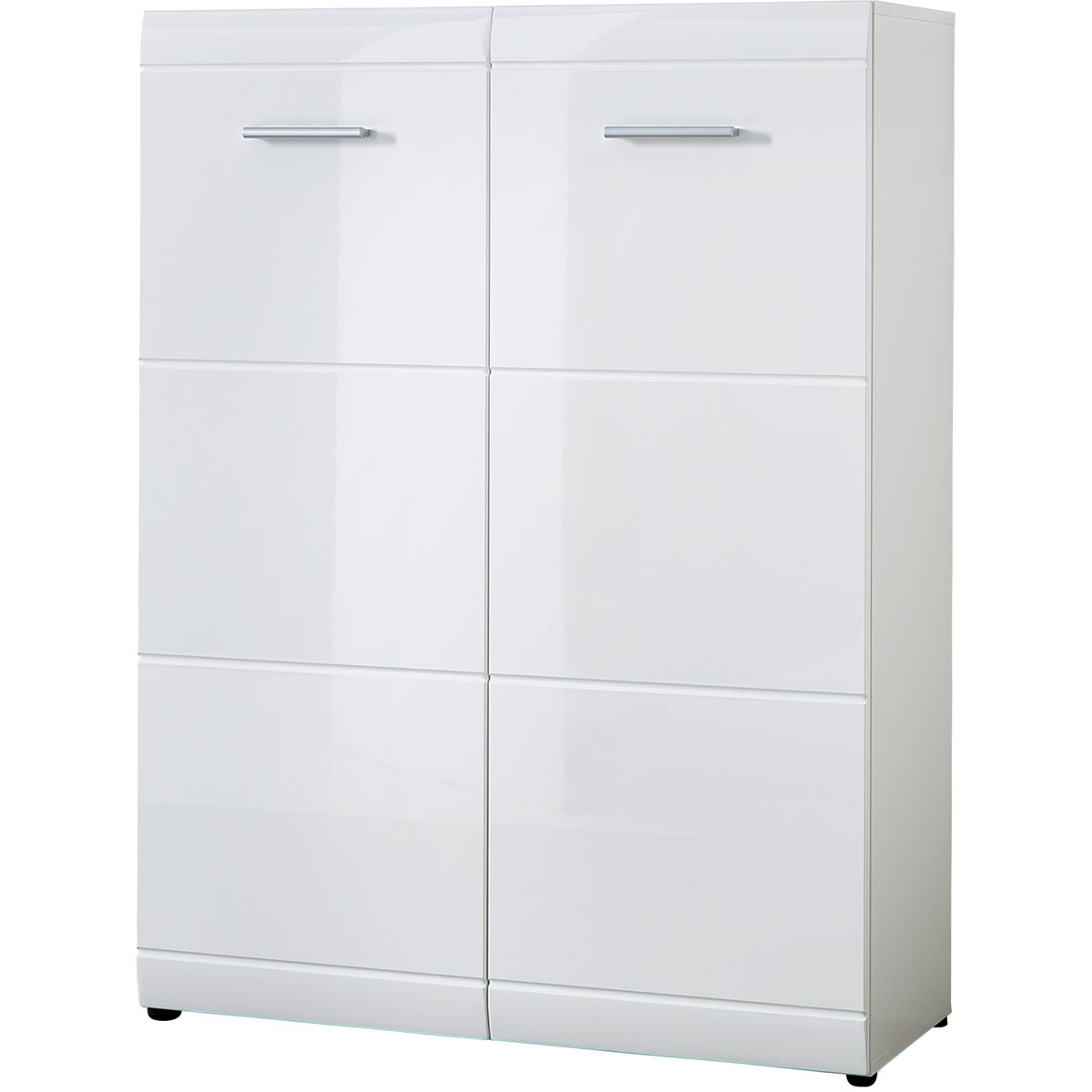 Schuhschrank Adison Fronten in Hochglanz mit Rillenfräsung 90 x 120 x 36 cm weiß
