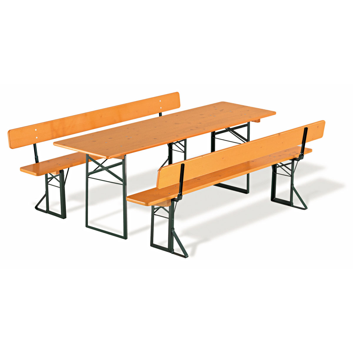 Ruku Biertischgarnitur 3- teilig Bänke mit Lehne kieferfarben Bild 1